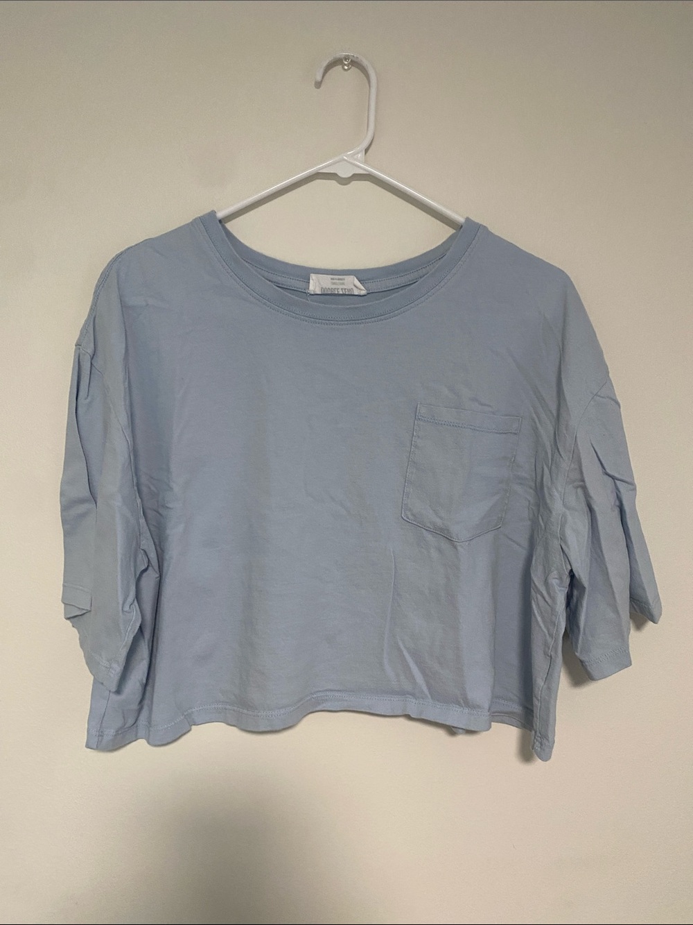 Double Zero Pale Blue Cropped Pocket Tee